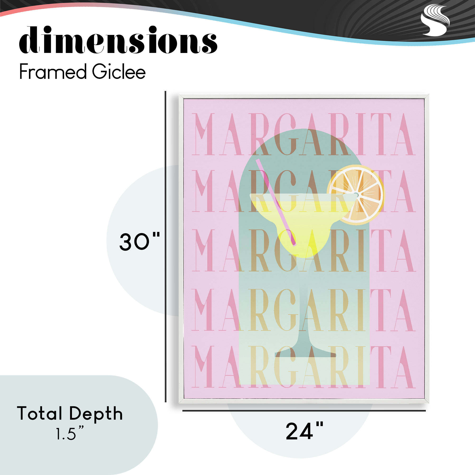 Retro Pastel Margarita White Framed Giclee Art, design by Lil' Rue