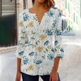thumbnail image 2 of IROINID Reduced Plus Size Shirts for Women Crew Neck Long Sleeve Daily Trumpet Solid Buttoned Basic Ruched Corset Tunic Tops Pleated T-shirts Blouses,Blue, 2 of 5