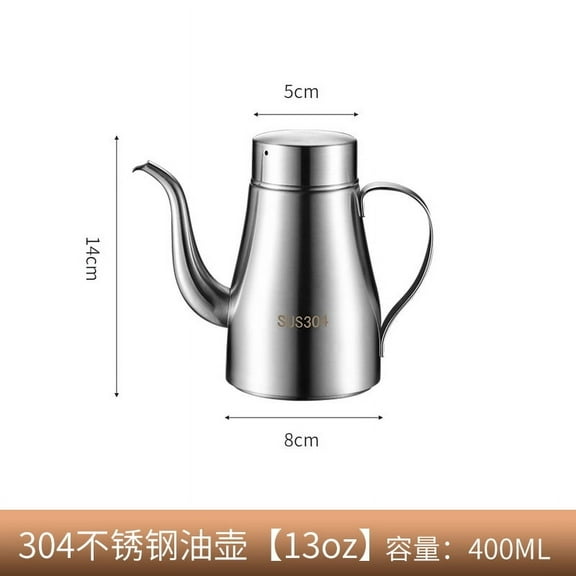 MRLESS 13oz Stainless Steel Oil Dispenser with Pour Spout for Cooking Oil, Olive Oil, Vinegar - Perfect for Kitchen, Home & Restaurant Use