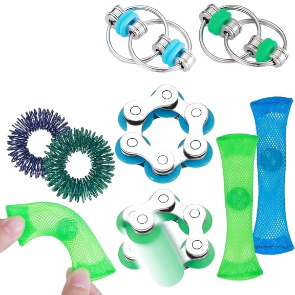 CYFW Hand Fidget Toys Roller Bike Chain Fidget Spinners Flippy Chain Mesh Marble and Spiky Sensory Rings Desk Silent Fidget Toys mini fidget spinners