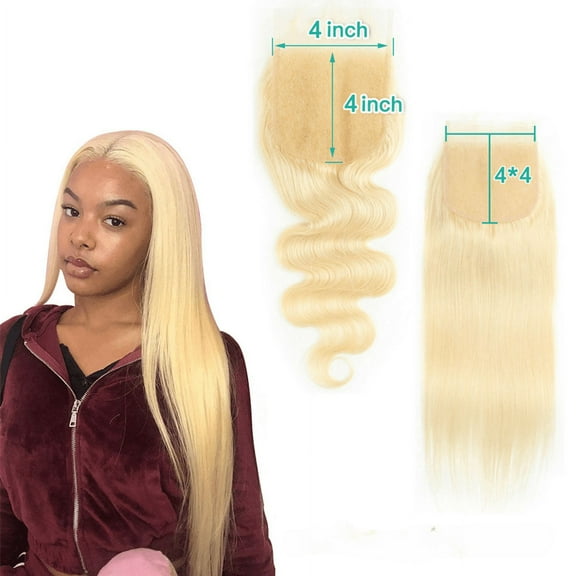 4x4 Lace Closure 613 Blonde Straight Hair Closure Human Hair Brazilian Hair Body Wave Pre Plucked 4x4 Lace Closure Remy Hair Extensions