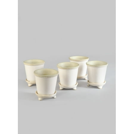 

3 1/2in Mini White Ceramic Pot & Saucer Set of 6