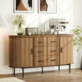 thumbnail image 2 of 59in Sideboard Buffet Cabinet, Farmhouse Fluted Credenza Storage Cabinet Media TV Console Table with 6 Drawers 2 Sliding Doors for Living Room, 2 of 8