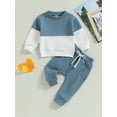 thumbnail image 3 of Elippeo Infant Baby Boy 2Pcs Fall Clothes Set 6M 12M 18M 24M 3Y Contrast Color Long Sleeve Crewneck Sweatshirt Tops Pants Winter Outfits, 3 of 10