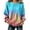Blue(Ladies Tops), variant on Tie-Dye Gradient Waffle Knit Pullover for Women Crew Neck Puff Sleeve Fall Print Top