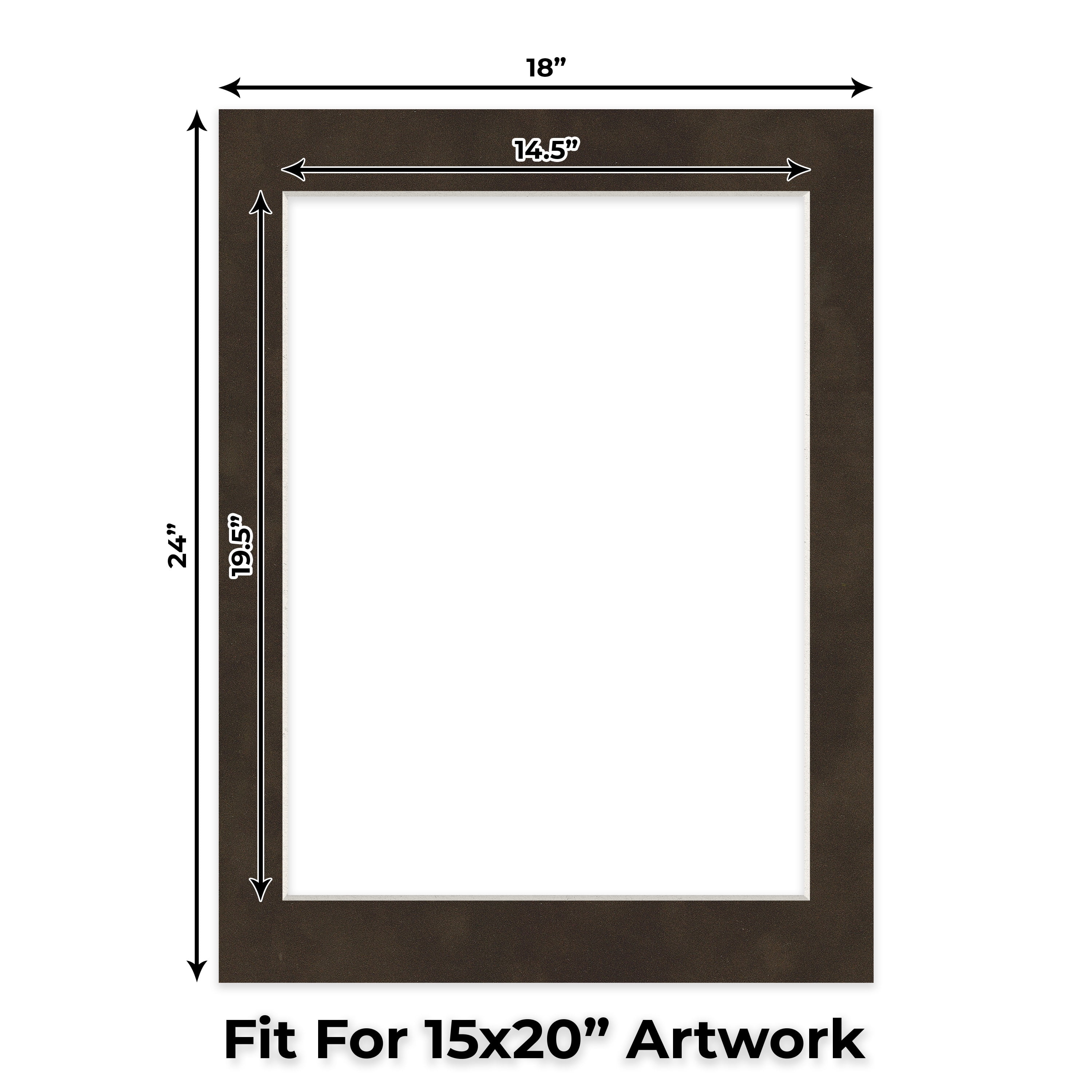 Brown Suede Picture Frame Mat for 18x24 Frames - Fits 15x20 Photos - 50 Mats