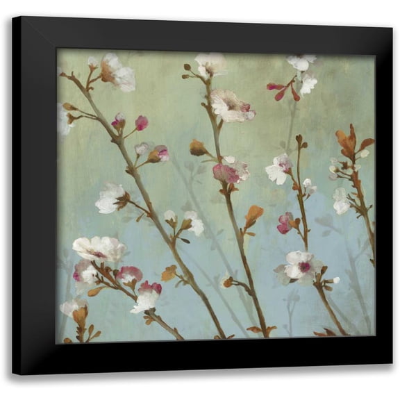 Jensen, Asia 12x12 Black Modern Framed Museum Art Print Titled - Wind Blossoms I - Mini