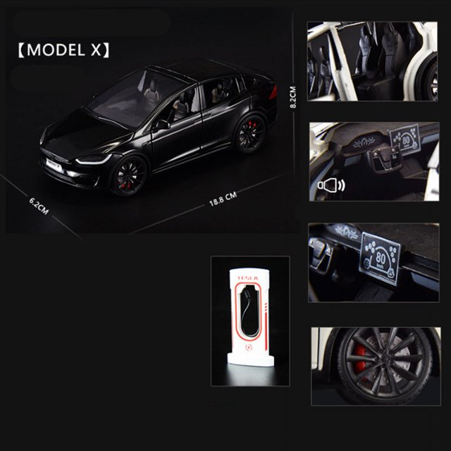 1:24 Model Y 3 S SUV Alloy Car Model Diecasts Metal Toy Vehicles Car Model Simulation Sound and Light Collection Childrens Gifts Model X Black