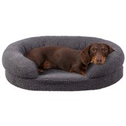 PETMAKER 28” Oval Orthopedic Dog Bed for Small Dogs, Pet Bed with Supportive Bolster, Gray