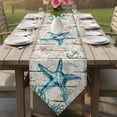 thumbnail image 5 of Vintage Starfish Table Runner 120 Inches Long Ocean Coral Anchor Shell Wood Grain Table Runners for Dining Room Tabletop Dresser Scarf Home Party Banquet Wedding Holiday Decoration, 5 of 9