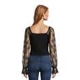thumbnail image 3 of Self Esteem Juniors Shirred Bodice Crop Top with Blouson Sleeves, 3 of 5
