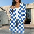 thumbnail image 7 of Checkered Cardigan for Women Lightweight Open Front Long Tops with Pockets Long Sleeve Comfy Casual Cardigans Light Blue, XL, 7 of 7