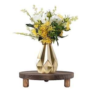 2 Pcs Wood Plant Stand Wooden Plant Stool Round Riser Display Stand Flower Pot Holder Low Plant Pot Flower Pedestal for Indoor Outdoor (Brown, 9.8 Inches)