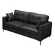 thumbnail image 5 of Sofá de cuero con 2 almohadas, relleno de esponja, sofá de 2 plazas, sofá tapizado impermeable para muebles de sala de estar de oficina interior Negro, 5 of 9