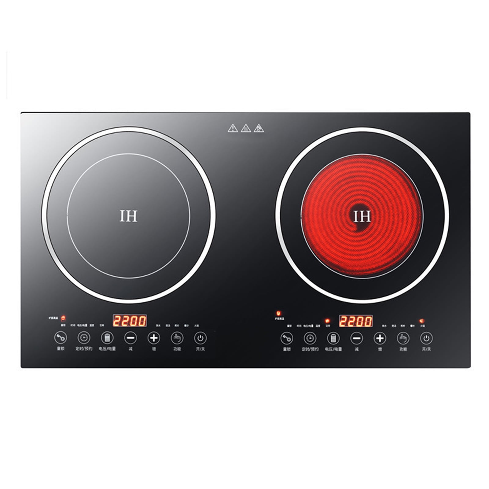 DERCLIVE Electric Ceramic Stove Induction Cooktop, Electric Stove 2 Burner Electric Burner Countertop Infrared Induction Cooker Home Cooktop Cooking Furnace