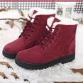 thumbnail image 6 of D-384 Red Ladies Winter Snow Boots Plus Size Casual Warm Fleece Lined Lightweight Comfortable Fall Style Short Boots, 6 of 9