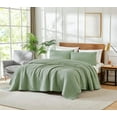 thumbnail image 2 of Sage Green  Cotton Quilt California Cal King Size Bedding Sets with Pillow Shams,Oversized Lightweight Soft Bedspread Coverlet, Cozy Bed Cover for All Season, 3 Pieces, 2 of 6