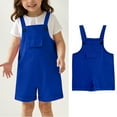 thumbnail image 2 of WENXIAOO Toddler Girls Romper Sleeveless Back to School Romper Blue Rompers with Pockets Spring Fall Romper Girls Outfits Size 3-4 Years, 2 of 6
