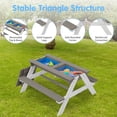 thumbnail image 4 of Kids Outdoor Picnic Table Set with Bench, 3 in 1 Sand and Water Activity Table Outdoor Convertible Picnic Table with Umbrella, Removable Tabletop, Play Boxes, Kids Table and Chair Set for Patio, Gray, 4 of 10