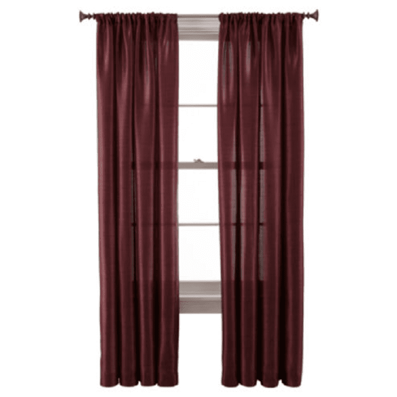 2-PC Set MR2 Burgundy color Rod Pocket Faux Silk Window Curtain Treatment, Set of Two (2) Solid Semi Sheer Panels 55' W x 84' L (Each)