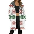 thumbnail image 2 of Jacket Women Longline Jackets Christmas Print Winter Cozy Lined Full Zip Outerwear for Cold Weather Womens Coats White XXXXL, 2 of 5