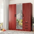 thumbnail image 3 of Better Home Product Violet Engineered Wood Wardrobe Armoire with Mirror/Mahogany, 3 of 6