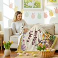 thumbnail image 4 of Throw Blanket Fleece Throw Blanket 50x60in, Colorful Eggs Rabbits Floral Mushrooms on Yellow Soft Lightweight Bed Blankets Happy Easter Fuzzy Couch Blankets for All Season, 4 of 9
