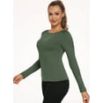 thumbnail image 5 of NELEUS Women's Stretch Thermal Warm Shirts Long Sleeve Workout Tops Running Athletic Base Layer,Dark Green,US Size M, 5 of 8