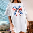 thumbnail image 2 of Womens T Shirts Graphic 4th of July Bow Patriotic Short Sleeve Independence Day Oversized Tunic Blouse White XL, 2 of 4