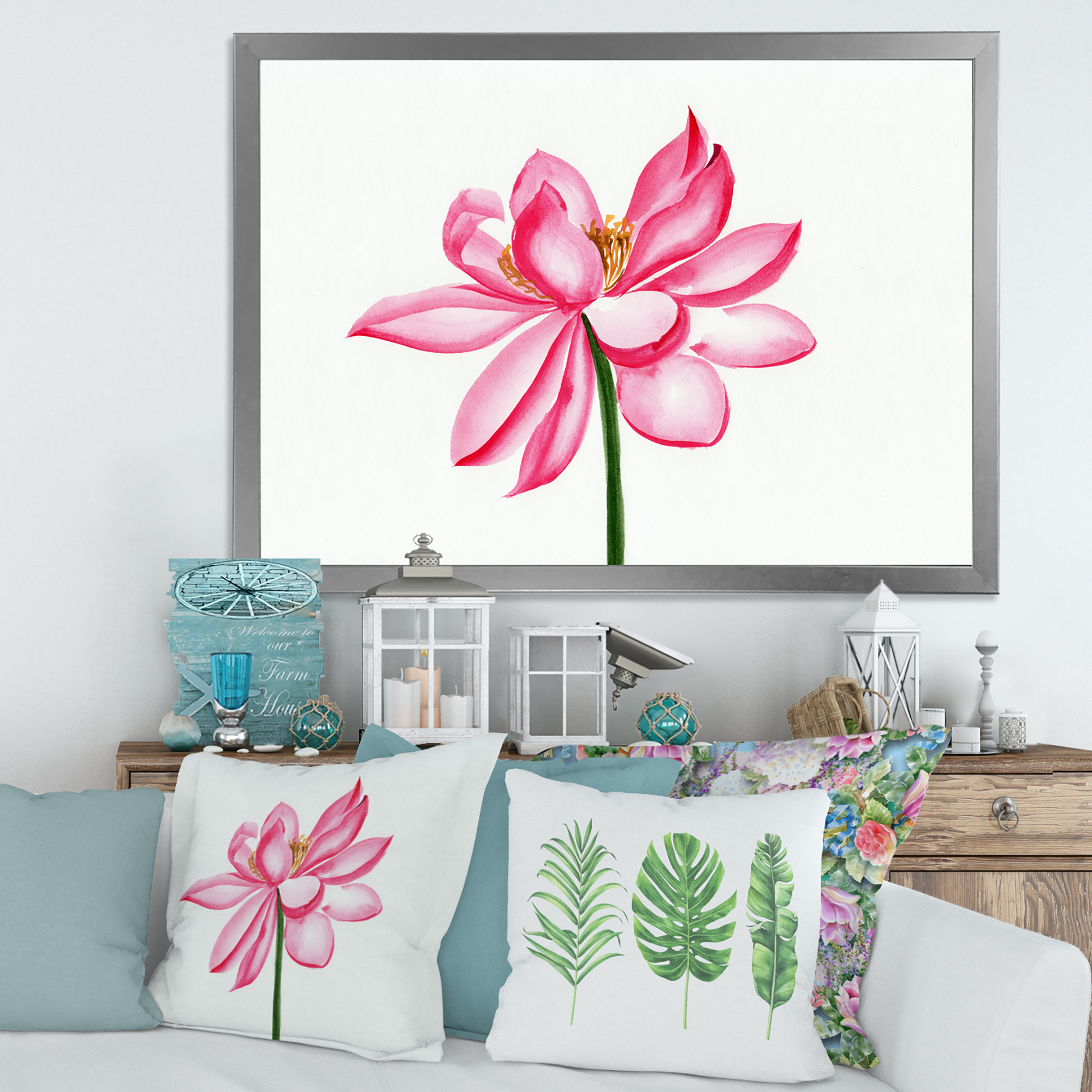Designart 'Ancient Detail of A Pink Lotus' Traditional Framed Art Print