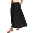 thumbnail image 5 of YTCAMLO A Line Womens Tiered Skirts Summer Casual Long Skirts Elastic Waist Pleated Skirts with Pockets Lightweight Eyelet Maxi Skirt, Black S, 5 of 8