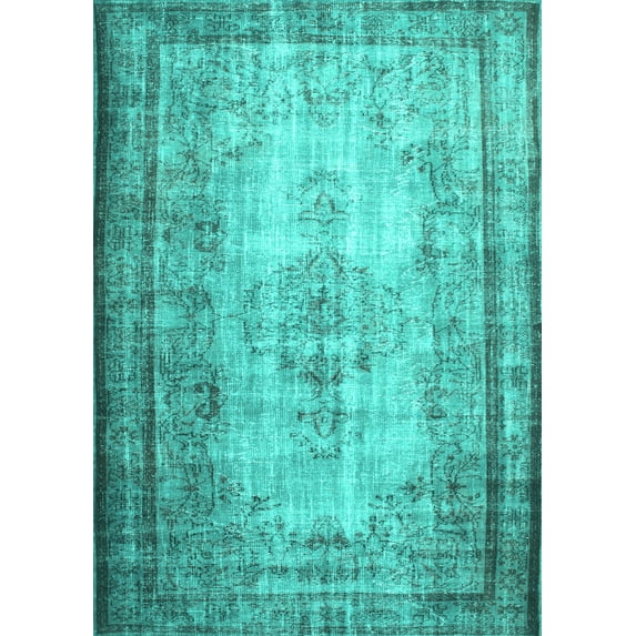 Ahgly Company Machine Washable Indoor Rectangle Persian Turquoise Blue Traditional Area Rugs, 5' x 8'