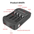 thumbnail image 4 of Mobutofu 1Pcs Black ABS Battery Charger With Usb Charging Lcd Display For Home Use 5.3x2.9in, 4 of 8