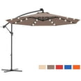 thumbnail image 4 of Gymax 10Ft Patio Solar LED Outdoor Offset Hanging Umbrella w/ 24 Lights Tan, 4 of 9