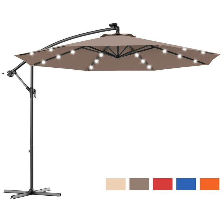 Gymax Large 10Ft Heavy Duty Patio Solar Powered LED Outdoor Garden