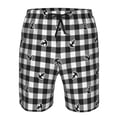 thumbnail image 4 of Yiaed Black Tartan Plaid Print Men's Swim Trunks with Lining Quick Dry Sports Shorts Beach Shorts Boardshorts-XX-Large, 4 of 5