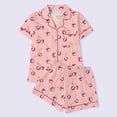 thumbnail image 4 of FASHOFT Pajamas For Women Set 2 Piece Summer Pajama Sets Cute Pjs Lounge Matching Button Shirt with Shorts Sleepwear Pink S, 4 of 4