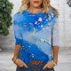 thumbnail image 4 of Camisetas Básicas Camisetas sin mangas de ganchillo estampadas étnicas Jersey Mujer Ropa de vacaciones (Azul M) Ygjytge para Mujer Azul T M, 4 of 7