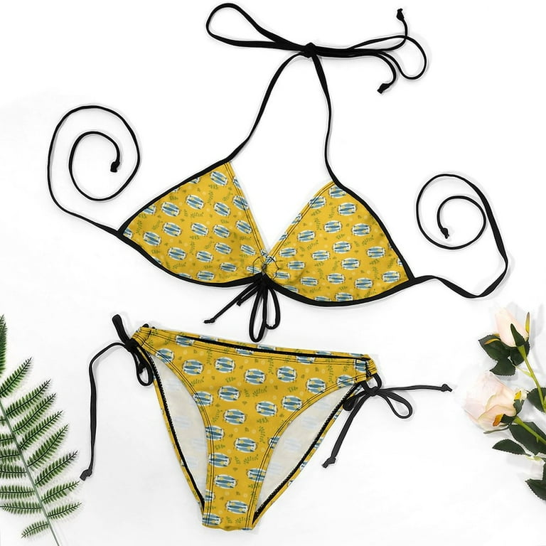 Cartoon Japanese Style Lovely Fish Print Bathing Suit for Women Swimsuits Sexy Bikini Set Two Piece Swimsuit Halter String Triangle Swimwear M Walmart