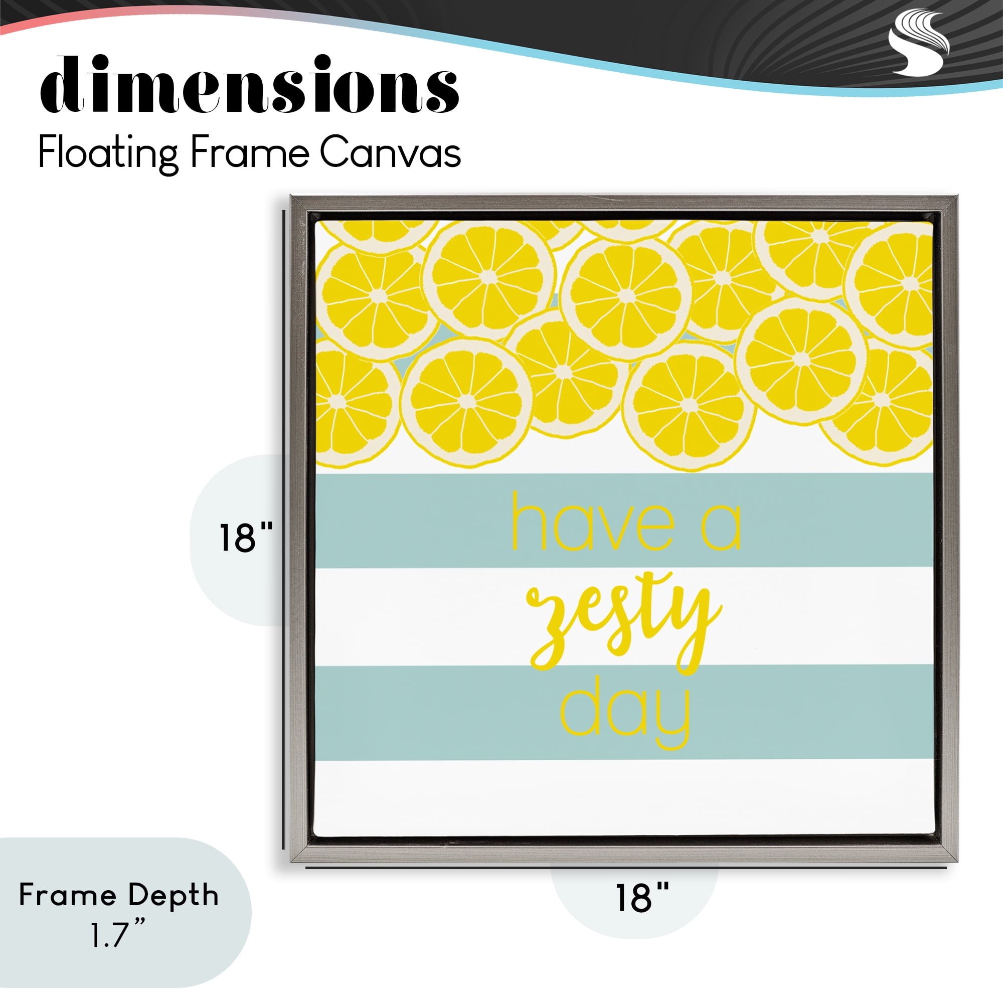 Stupell Industries Zesty Citrus with Stripes Gray Framed Floater Canvas Wall Art, design by Anna Quach