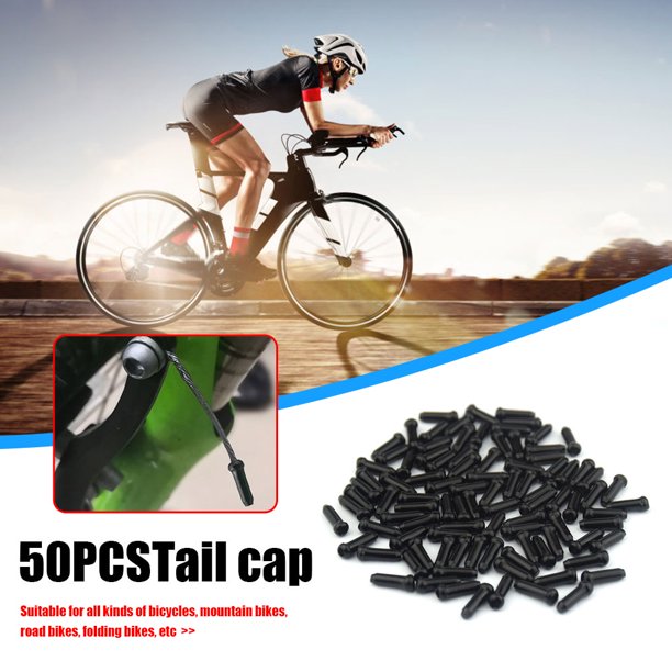 Bicicleta 50 Uds tapas de extremo Ndcxsfigh de Cable de puntas de Cable de palanca de cambios de freno de aleación de aluminio (negro)