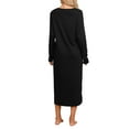 thumbnail image 3 of INSPIRE CHIC Women's Knit Nightgown Button Scoop Neck Long Sleeve Long Nightshirt M Black, 3 of 6