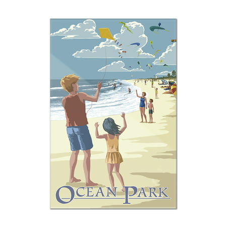 Ocean Park, Maine - Kite Flyers - Lantern Press Poster (8x12 Acrylic Wall Art Gallery