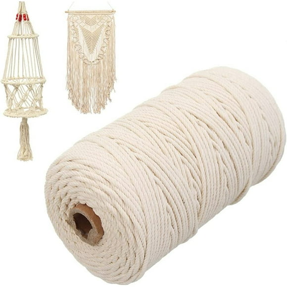 MesaSe Macrame Cotton Cord 4 Strand Twisted Macrame Yarn Natural Cotton Cord Perfect Macrame Supplies for DIY Crafts(200 M)