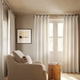 thumbnail image 5 of Archaeo  Cotton Blend Button Semi-Sheer  Tab Top Single Curtain Panel, 1 Panel, Cream, 40”W x 84"L, 5 of 9