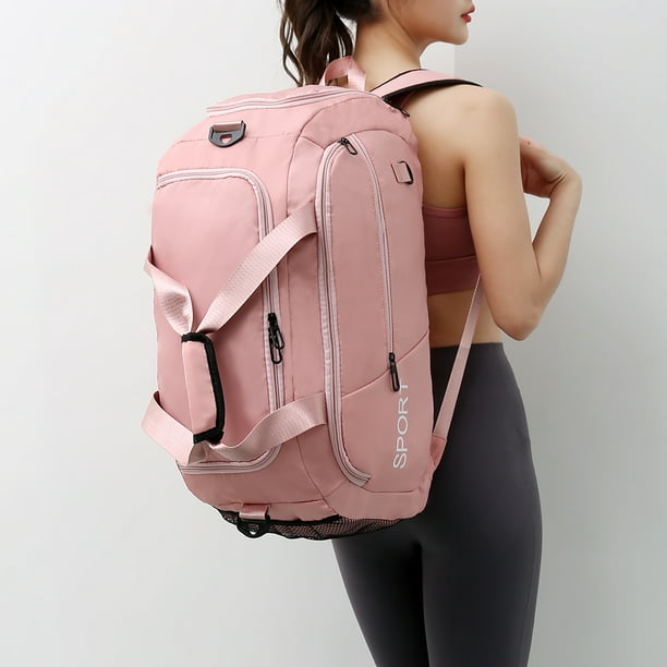 Fitness Gym Bag Impermeable Viaje Equipaje Yoga Bolso con compartimento para zapatos (Rosa)