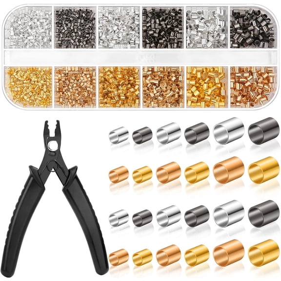 2200 Pcs Crimp Beads & Tubes Kit for Jewelry Making - with Professional Crimping Pliers, 3 Sizes & 4 Colors for Bracelet, Necklace, Earring DIY