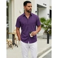 thumbnail image 5 of COOFANDY Men's Summer Casual Short Sleeve Button Down Shirt - Untucked Fit Dress Shirt with Pocket, 5 of 9
