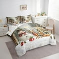 thumbnail image 3 of Homewish Cartoon Xmas Snowman 7pcs Bedding Comforter Set,Wild Christmas Reindeer Queen Bedding Sets,White Brown Green Queen Sheet Sets For Kids,Super Cozy Room Decor Reversible, 3 of 8