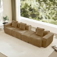 thumbnail image 4 of Newest Streamline Velvet Modular Sofa with French Piping & No Assembly for Living Room & Studio,Brown, 4 of 26